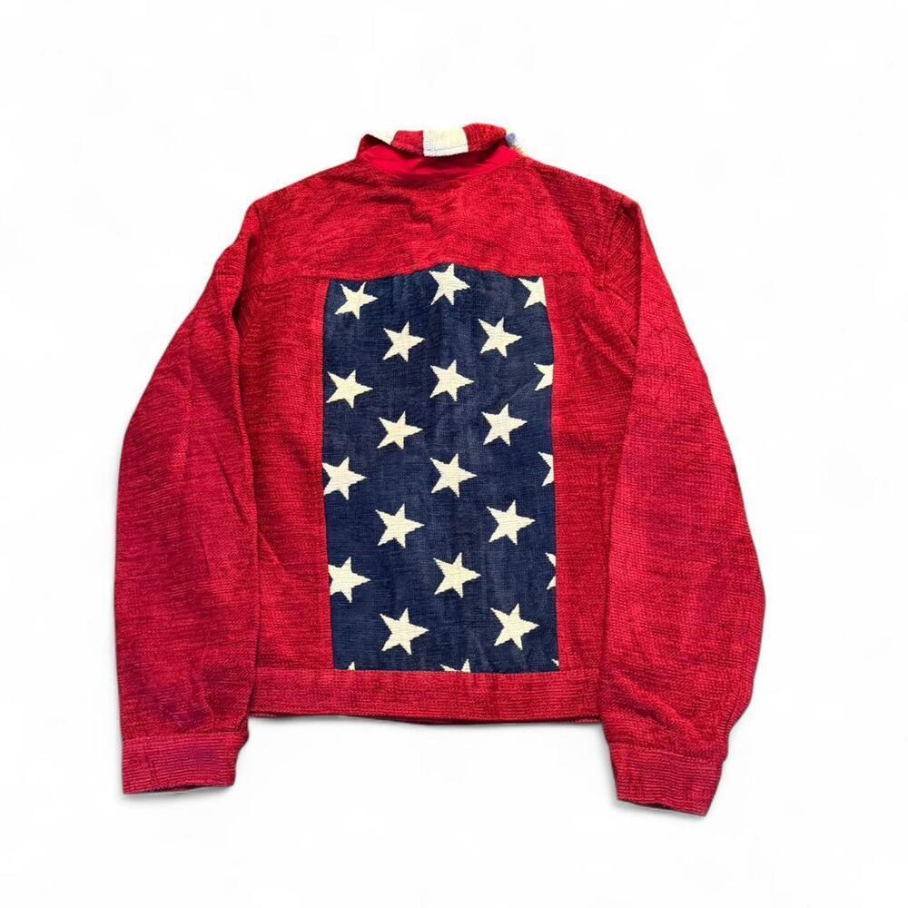 Coldwater Creek Red and white USA flag corduroy jacket